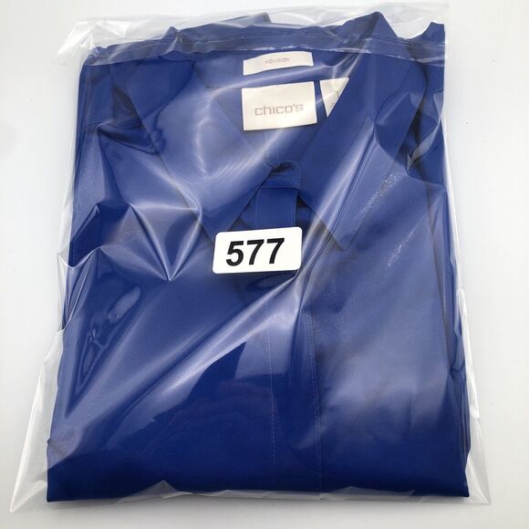 CHICO’S Blue Cotton 3/4 Sleeve Button Down Celisa Shirt Size 1 - Picture 9 of 9